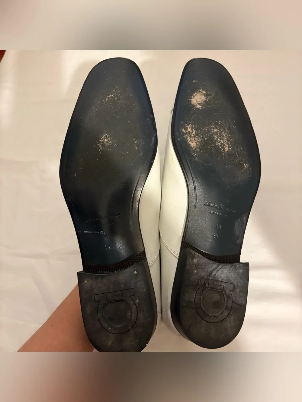 SALVATORE FERRAGAMO mens white leather dress shoes